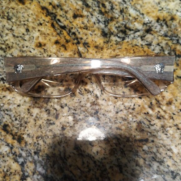 Versace Mod.4041-B 54-17-130 Brown Rectangular Eyeglasses Crystal Medusa Temple - Picture 9 of 12